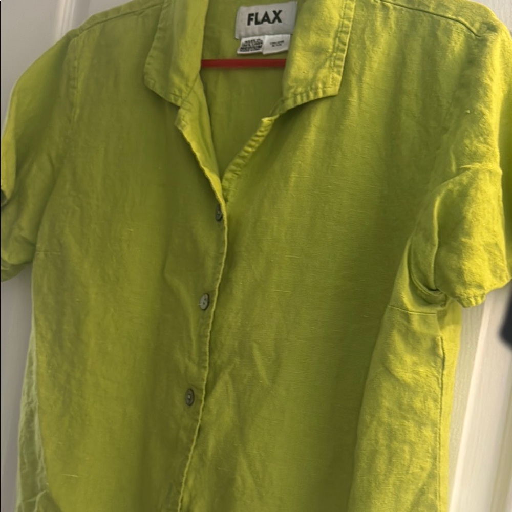 FLAX womens lime green linen shirt
